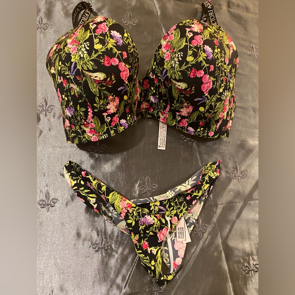 Victoria’s Secret Floral T-shirt Bra & Thong